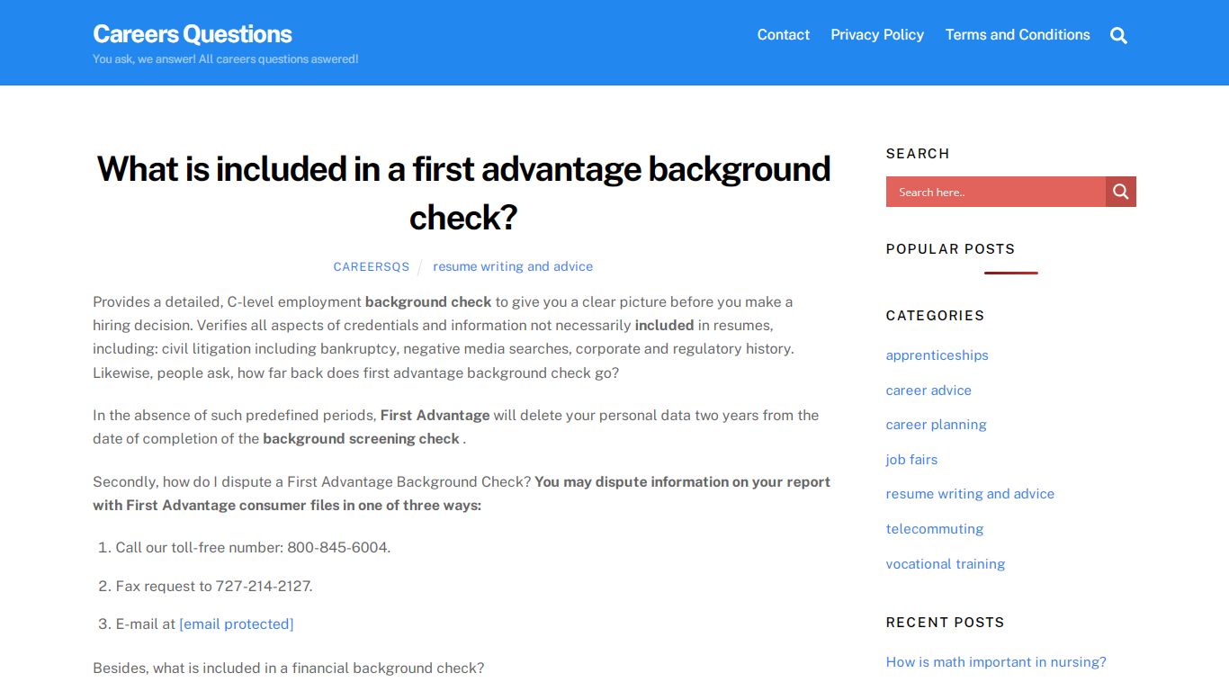 What is included in a first advantage background check? - Careers Questions